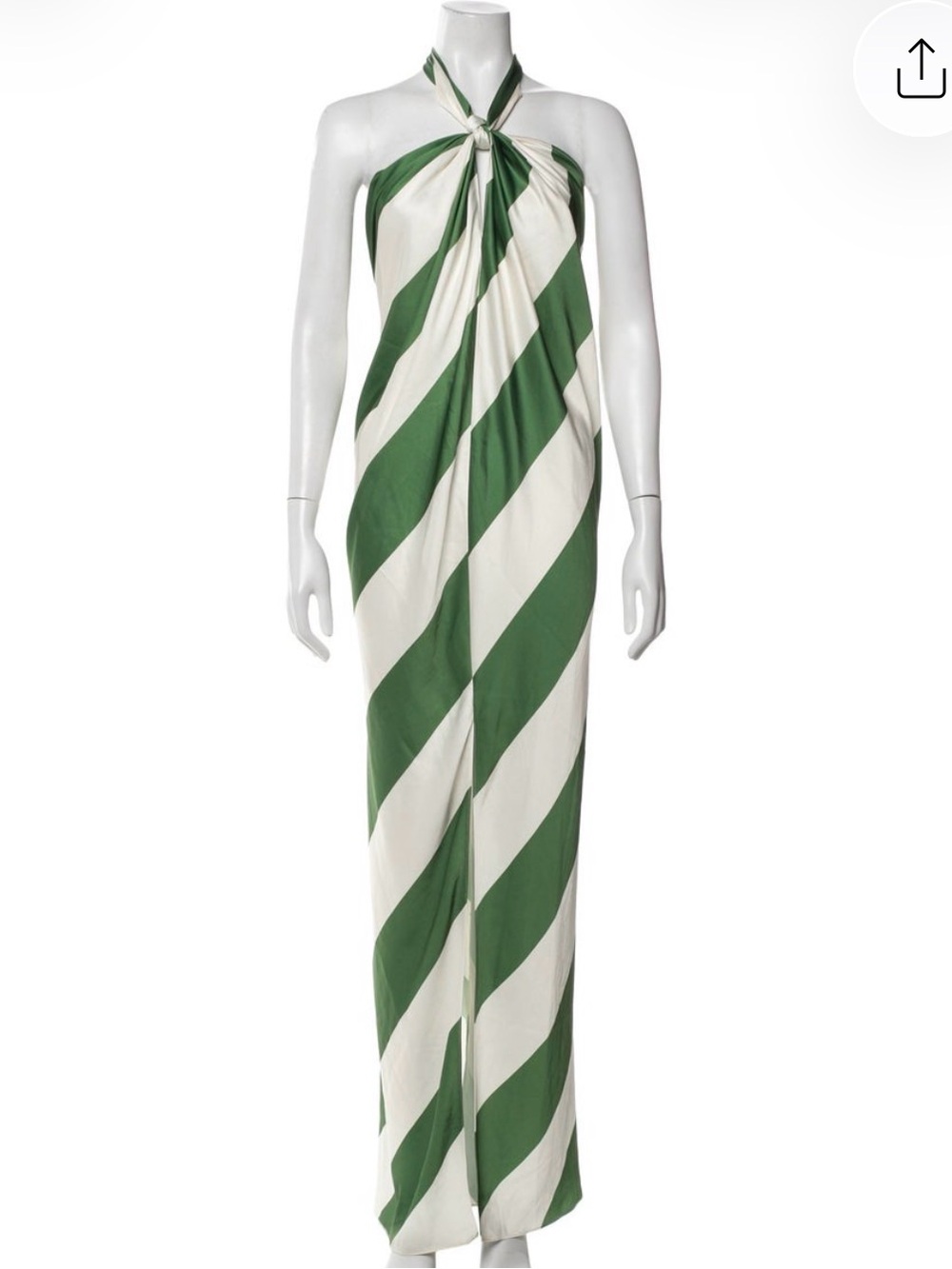 Ronny Kobo small Green and White Halter Dress